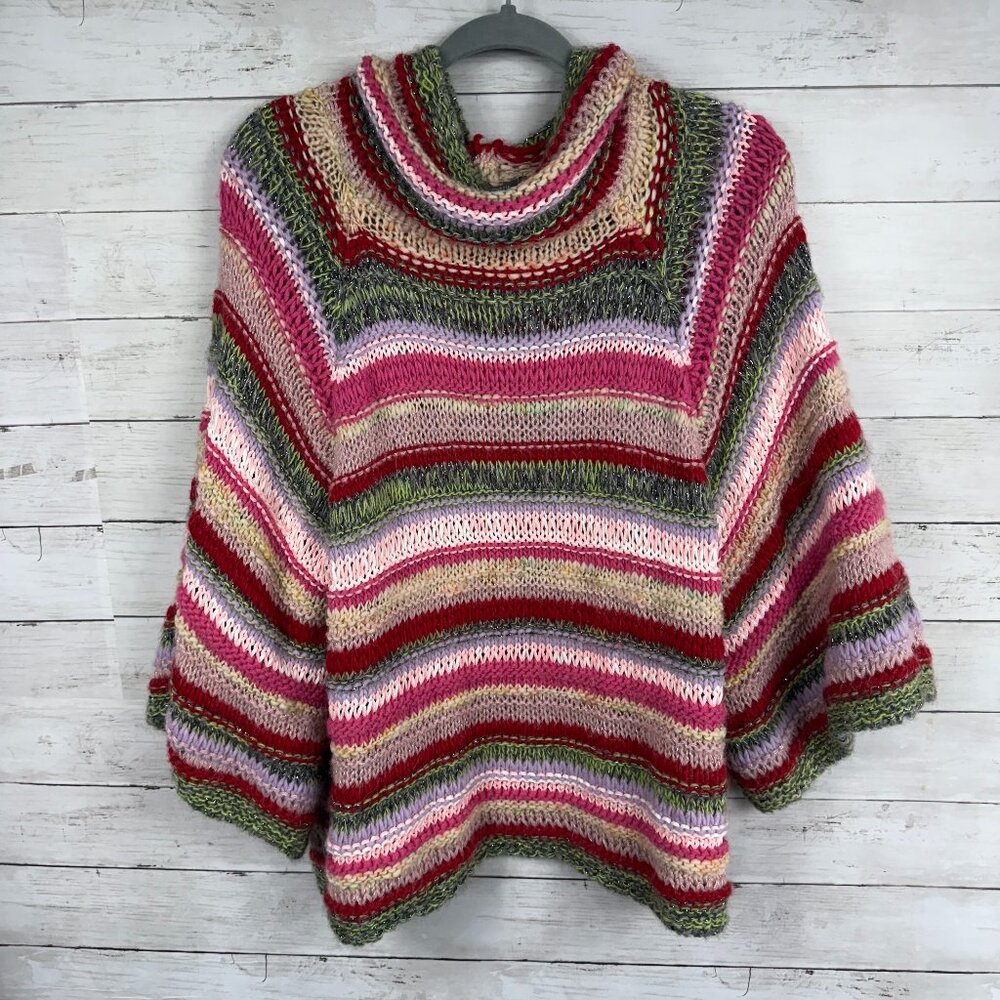 Anthropologie Multicolor Stripe Knit Turtleneck Sweater